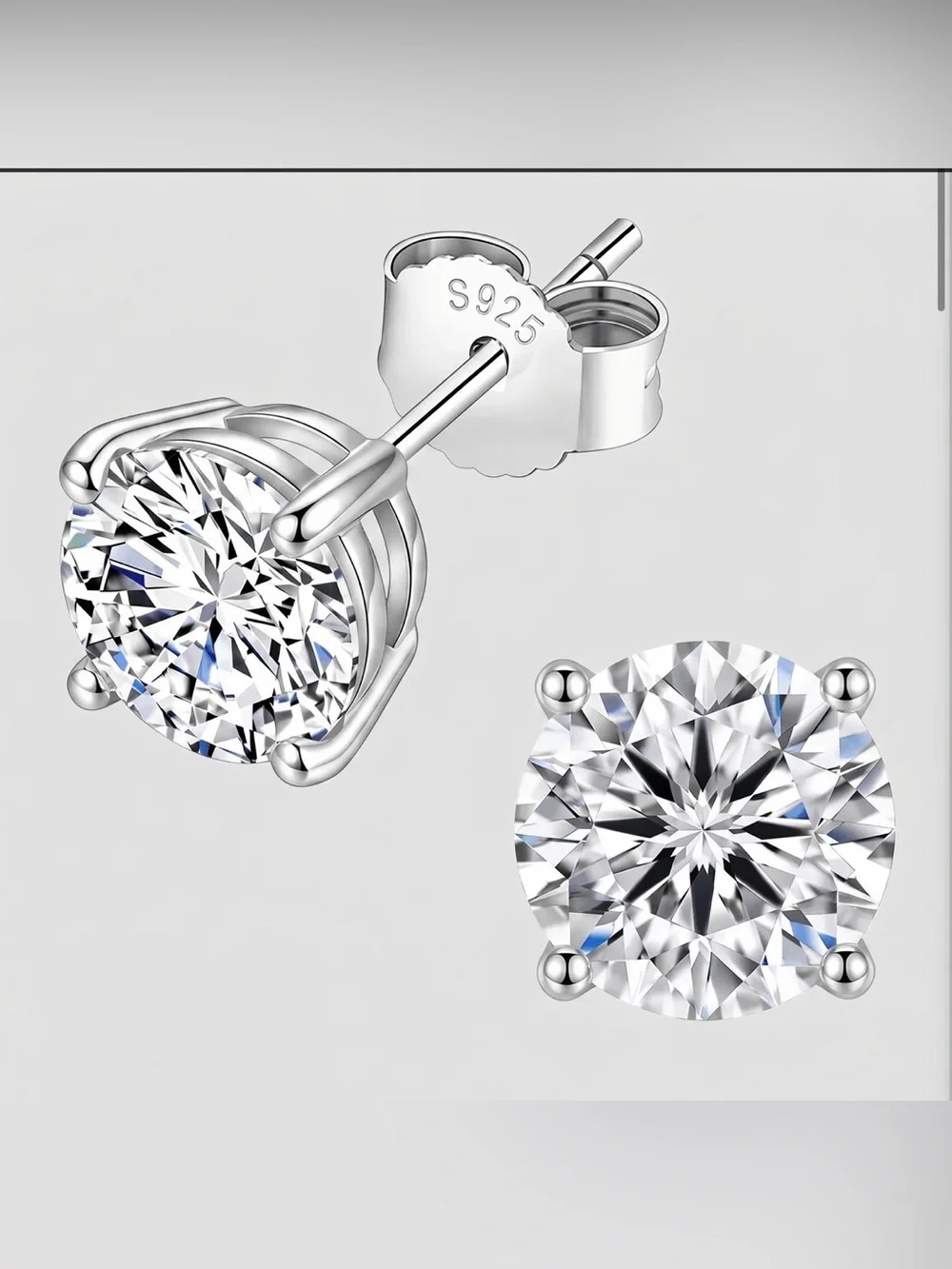 S925 Sterling Silver Clear Cubic Zirconia Stud Earrings - Classic Clear Sparkle